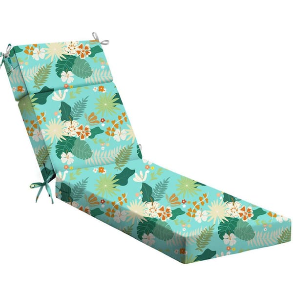 Turquoise Leaves 72 x 21 x 3 in. Outdoor Lounge Chair