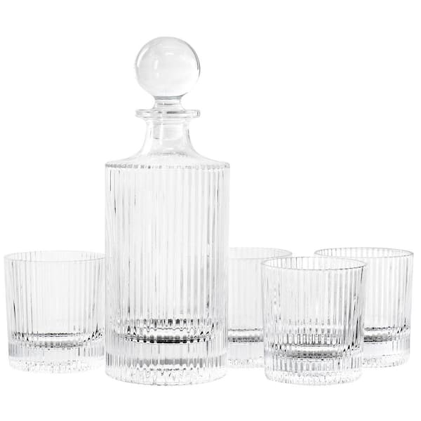 Gibson Home Acropolis 5-Piece Decanter and Double Old Fashioned Glasses Set