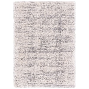 Iceland Shag Ivory/Grey 4 ft. x 6 ft. Solid Color Gradient Area Rug
