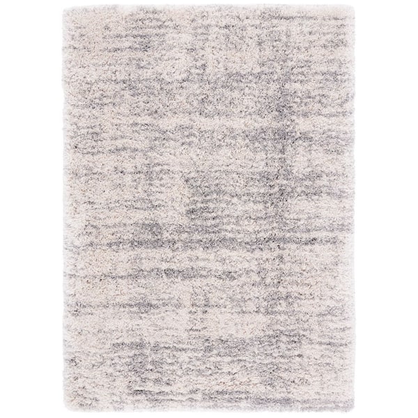 Iceland Shag Ivory/Grey 8 ft. x 10 ft. Solid Color Gradient Area Rug