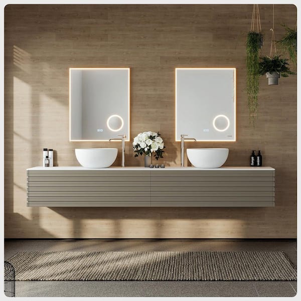 Eviva Dream 78 in. W x 20 in. D x 14 in. H Double Sinks Floating Bath  Vanity in Smog Grey with White Solid Surface Top EVVN124-78CGR - The Home  Depot