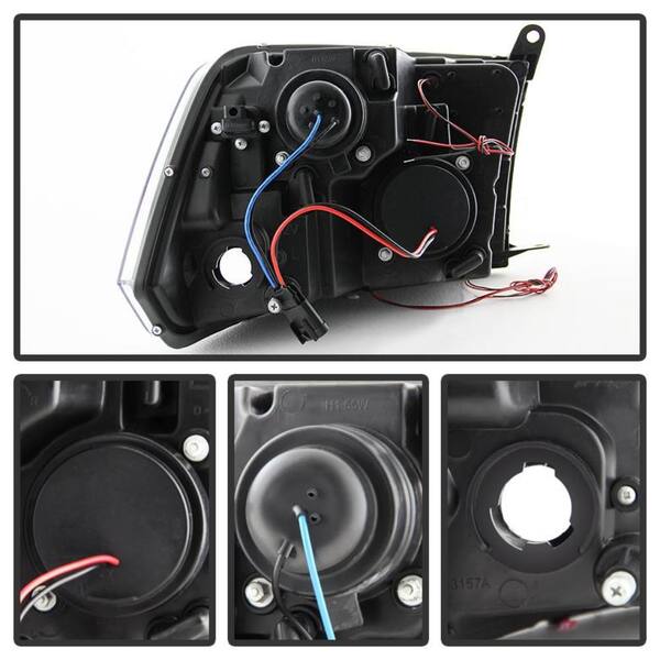 G-PLUS LED DRL Projector Headlights For Ram 1500 2500 3500 2009–2018 – Smoke Lens, Black Housing - View #4