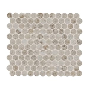 Myrtle Sands Beige Penny Round 11 in. x 13 in. Matte Porcelain Mosaic Floor and Wall Tile (14.88 sq. ft./Case)