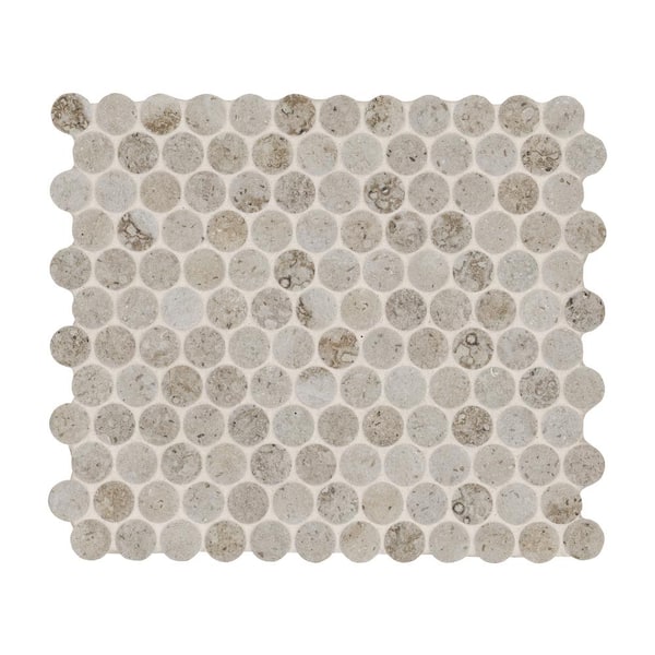 Myrtle Sands Penny Round 11in.x 12in.x 0.23in. Matte Porcelain Mesh-Mounted Mosaic Floor and Wall Tile(14.88sq.ft./Case)
