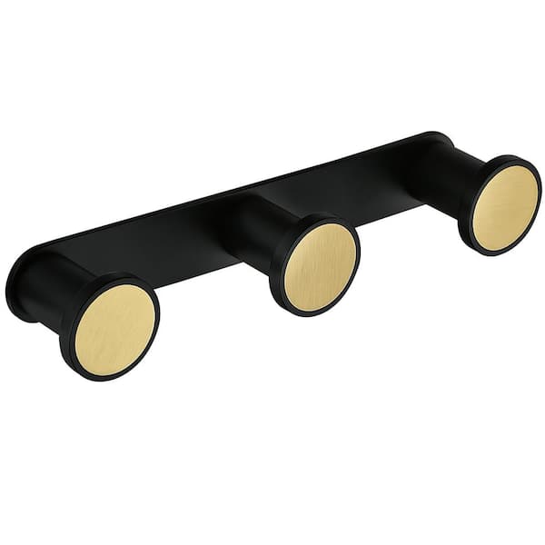 3 post Wall-Mounted Hook Rack Knob Bath Hook in Stainless Steel Matte Black