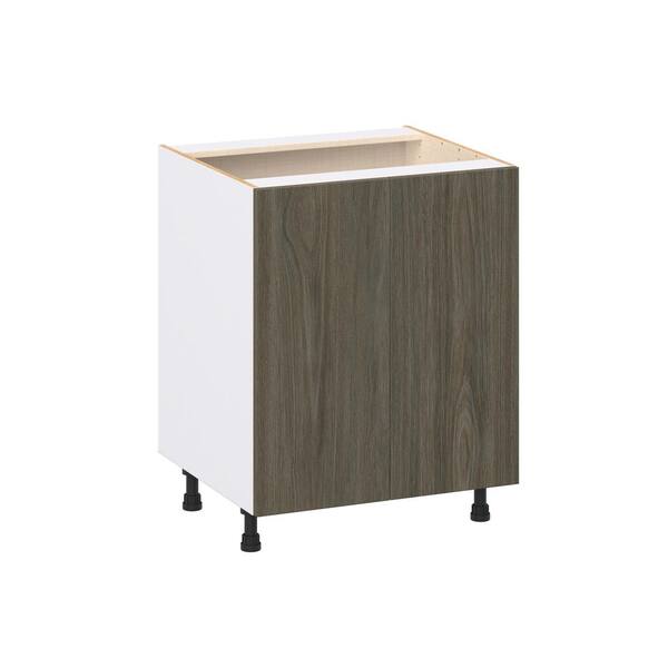 Timberline Slab Walnut Assembled Base Kitchen Cabinet with Full Height Door (27 in. W x 34.5 in. H x 24 in. D)