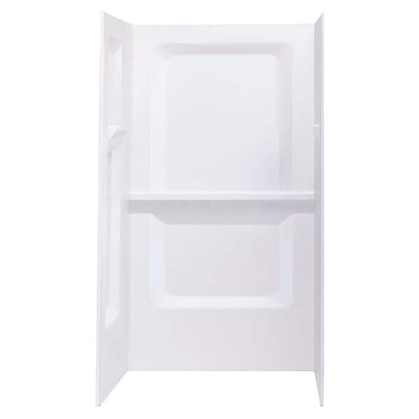 Durawall 36 in. W x 73.25 in. H 3-Piece Direct To Stud Fiberglass Shower Wall Surround in White