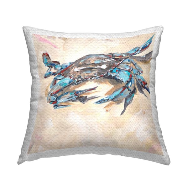 Stupell Industries Blue Beach Crab Outdoor Printed Throw Pillow by Melissa Wang