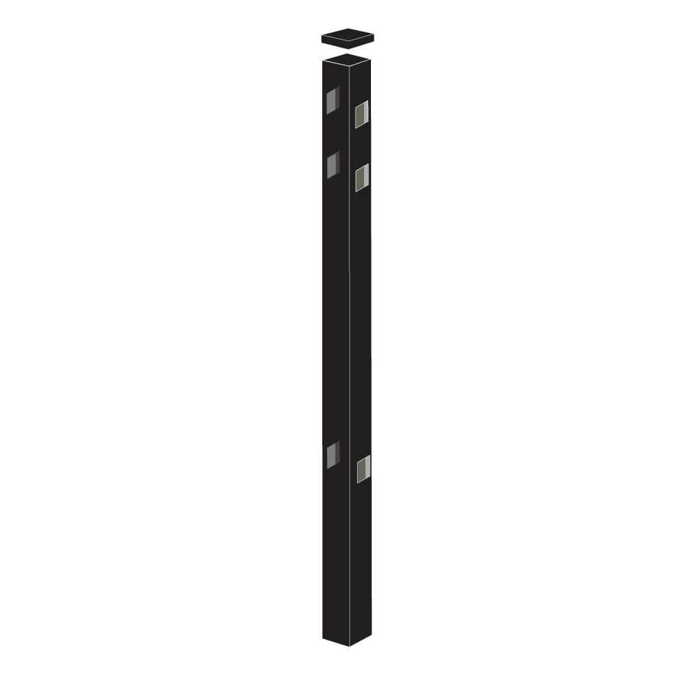 Barrette Outdoor Living 2 in. x 2 in. x 7-1/3 ft. Black Standard-Duty Aluminum Fence Line Post