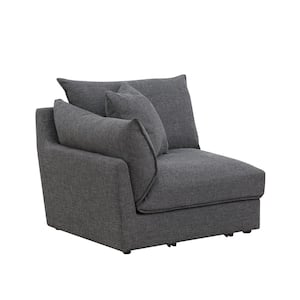 Claire 39 in. W Square Arm 1-Piece Linen Modular Sectional Sofa in. Dark Gray