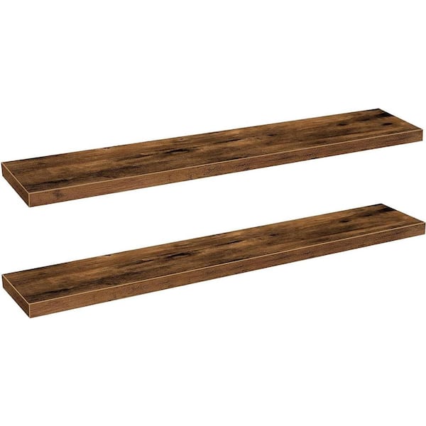 Cubilan 55.1 in. W x 9.3 in. D Rustic Brown Long Decorative Wall Shelf, (Set of 2)