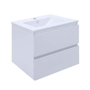 18 in. W x 19 in. H Bath Vanity in White with MDF Vanity Top in White with White Basin