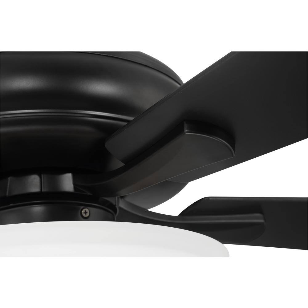 Flat Black 52" Ceiling Fan with Frost White Glass Light