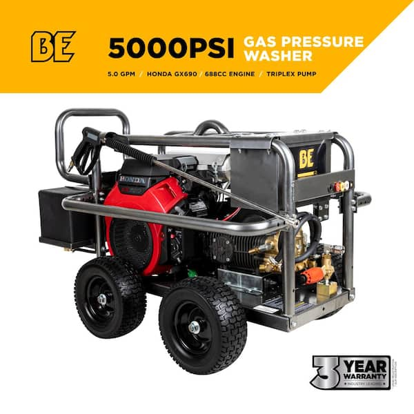 5000 PSI 5.0 GPM Cold Water Gas Pressure Washer Honda GX690 Engine and Comet Triplex Pump