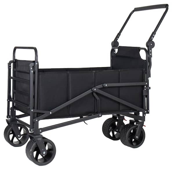4.5 cu. ft. Steel Utility Wagon Garden Cart Convertible Beach Chair in Black