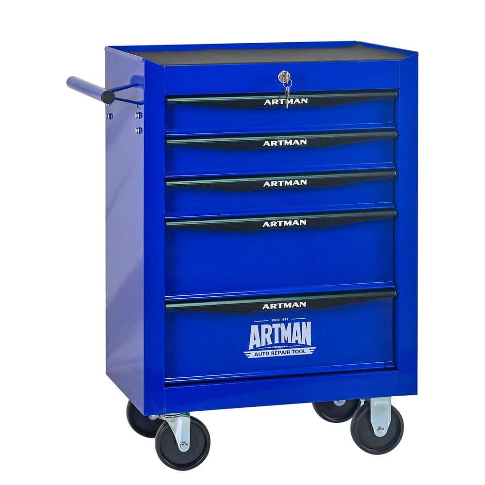 13 in. W 5-Drawers Rolling Metal Black and Blue Tool Cabinets w/ Ball Bearing Drawer Slides and Tool Storage Organizer price history on PriceWatchPro