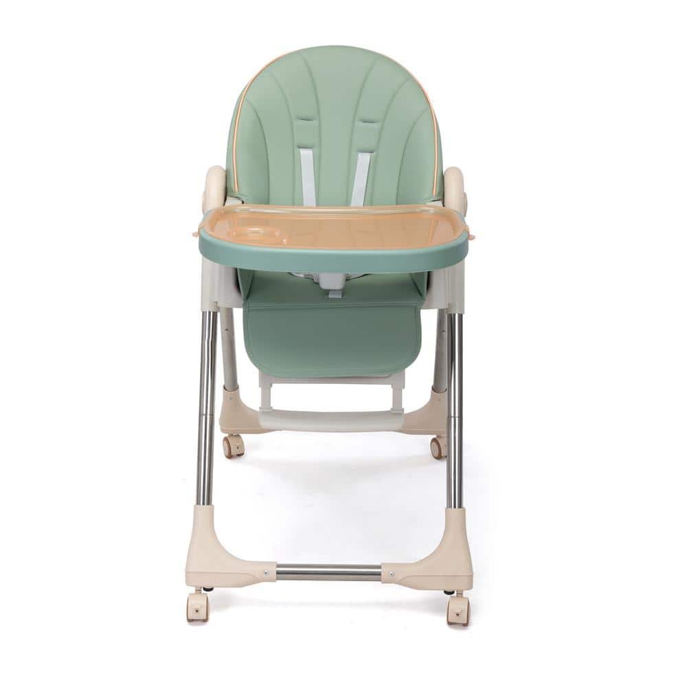 Aoibox Green Convertible High Chair on Wheels with Removable Tray, Height and Angle Adjustment for Baby And Toddler -  SNMX4622