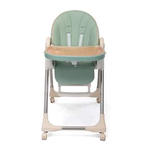 Green Convertible High Chair on Wheels with Removable Tray, Height and Angle Adjustment for Baby And Toddler