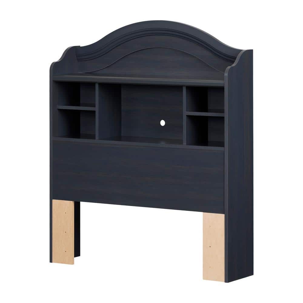 Twin Blueberry Wood Bookcase Headboard with Storage