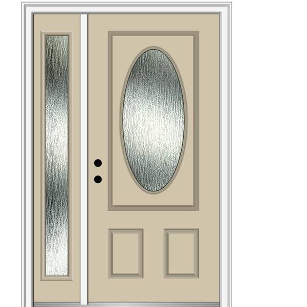 MMI Door Rain Glass 50 in. x 80 in. Right-Hand Inswing Wicker Fiberglass Prehung Front Door on 6-9/16 in. Frame