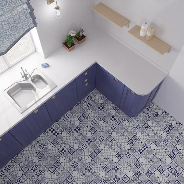 Lucida USA Light Florentine Multiple Colors/Finishes Patterned Look 12-mil x 12-in W x 12-in L Waterproof Peel and Stick Vinyl Tile Flooring (36-sq ft/ Carton)