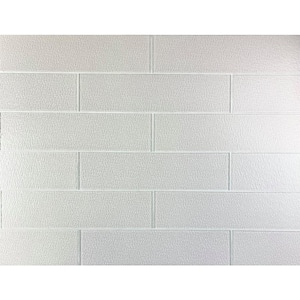 Italian Style Large Format Subway 3 in. x 3 in. Glossy White Textured Glass Tile Sample