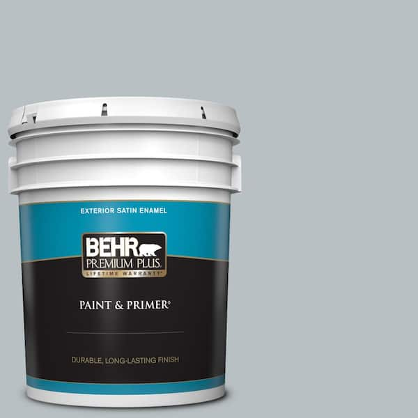 BEHR PREMIUM PLUS 5 gal. #750E-3 Skyline Steel Satin Enamel Exterior Paint & Primer