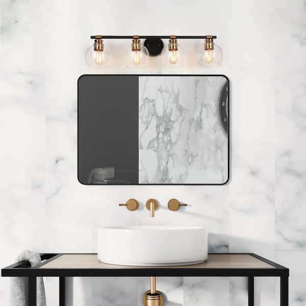 Zevni 30 in. 4-Light Brass Modern Bathroom Vanity Light