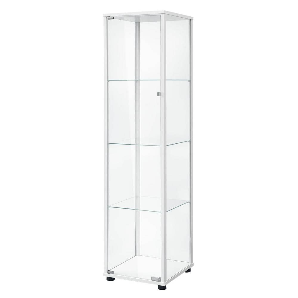 64 in. x 17 in. x 14.5 in. White 4-Layer Clear Glass Display Cabinet Curio  Cabinet CUU66227718 - The Home Depot