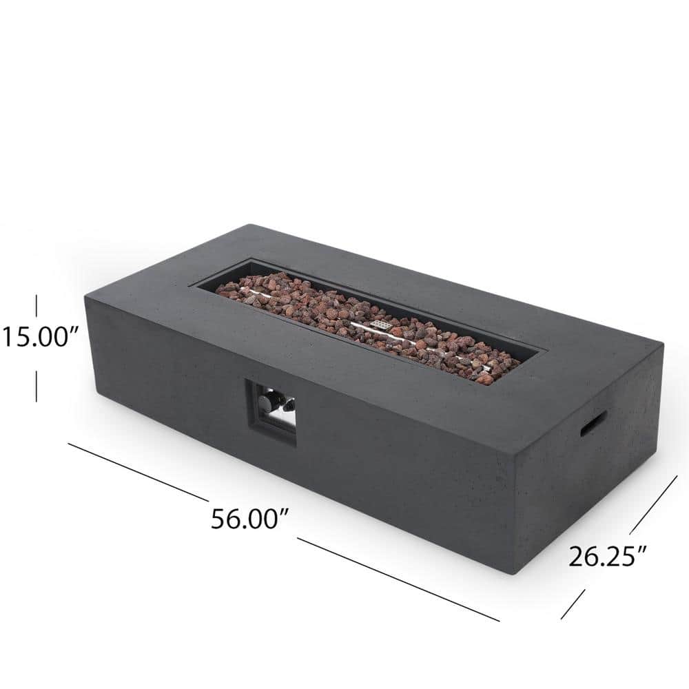 56" Dark Grey Concrete Gas Fire Pit Table with Tank Holder