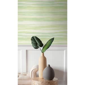 Kentmere Waves Metallic Pastel Green and Off-White Paper Strippable Roll (Covers 60.75 sq. ft.)
