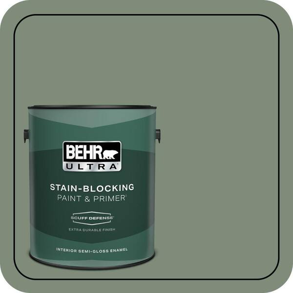 BEHR ULTRA 1 gal. #450F-5 Amazon Moss Extra Durable Semi-Gloss Enamel Interior Paint & Primer