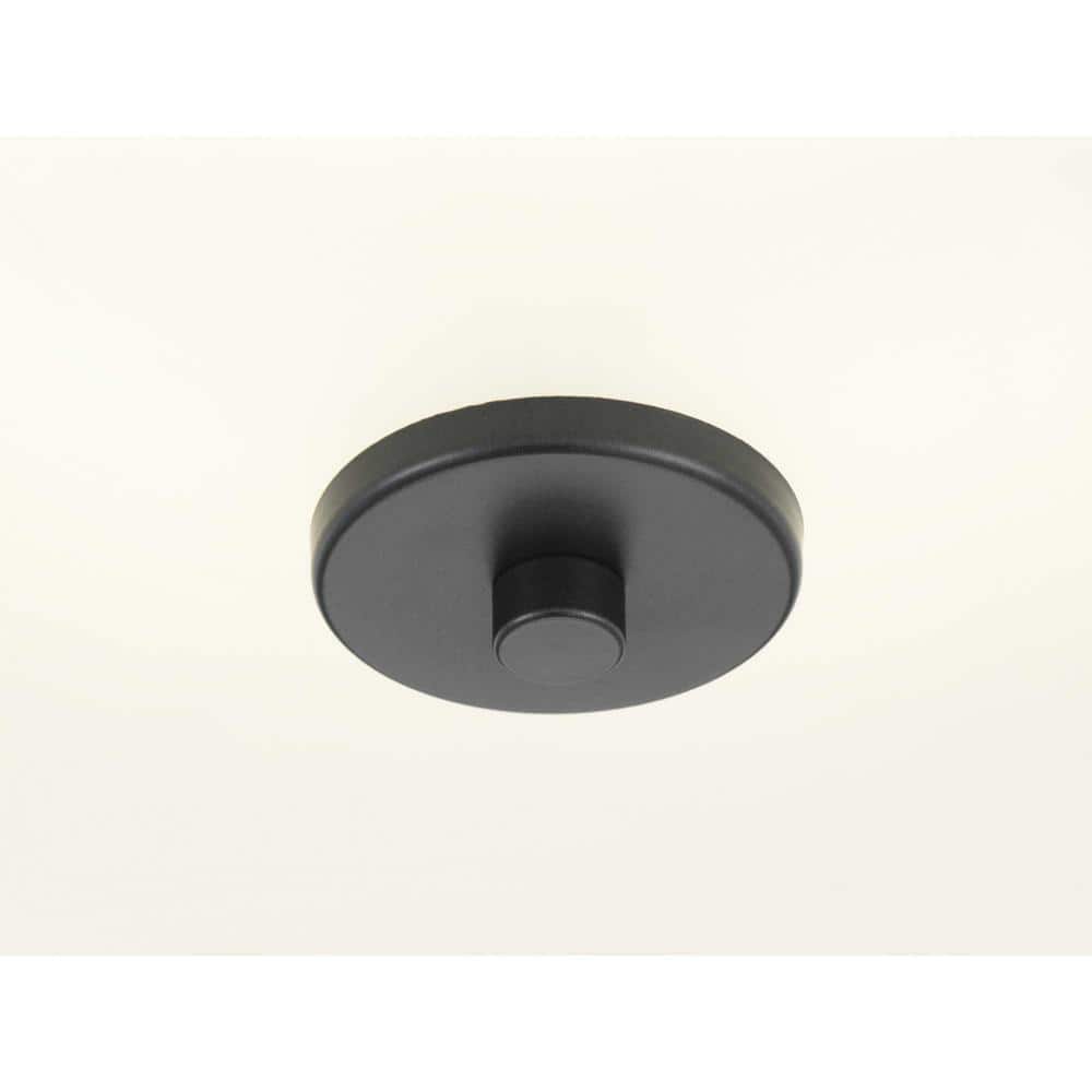 Graphite and White Fabric LED Flush Mount Light, 13-inch