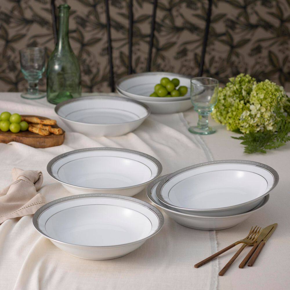 Noritake Crestwood Platinum #4166: Tazze E Piattini Con Bordo Platino