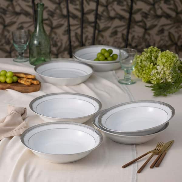 Crestwood Platinum 10 in. 25 oz. (Platinum) Porcelain Rim Dinner Bowls (Set of 4)