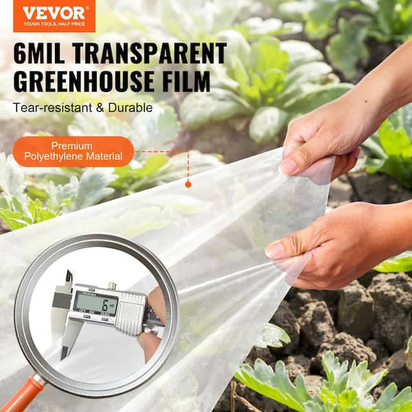 VEVOR Greenhouse Plastic Sheeting 10 ft . x 40 ft. 6 Mil Thickness Clear  Greenhouse Film Polyethylene Film 4-Year UV Resistant TMWSM1040YCT9JGE8V0 -  The Home Depot