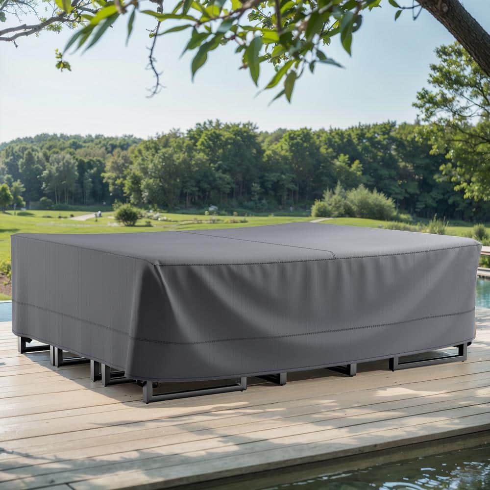 110 in. W x 84 in. D x 28 in. H Extra Large Gray Outdoor Patio Sofa Oxford Fabric Cover for (8-Piece) Sets
