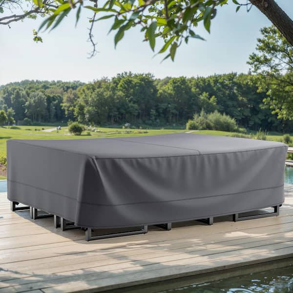 110 in. W x 84 in. D x 28 in. H Extra Large Gray Outdoor Patio Sofa Oxford Fabric Cover for (8-Piece) Sets