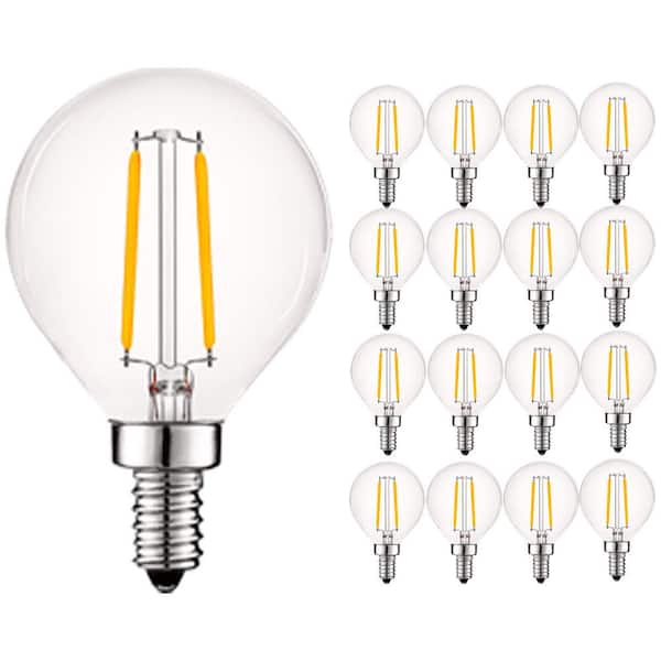 LUXRITE 40-Watt Equivalent G16.5 Dimmable Edison LED Bulbs UL Listed 2700K Warm White (16-Pack)