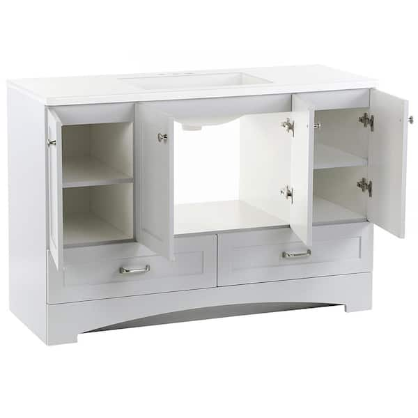 Glacier Bay Lancaster 60 in. W x 19 in. D x 33 in. H Double Sink  Freestanding Bath Vanity in White with White Cultured Marble Top  LC60P2COM-WH - The Home Depot