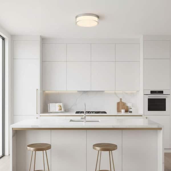 9 in. Silver Ceiling Light Fixture, 1500 Lumens LED Flush Mount with 3-Color Temperatures for Bathroom No Bulbs Included