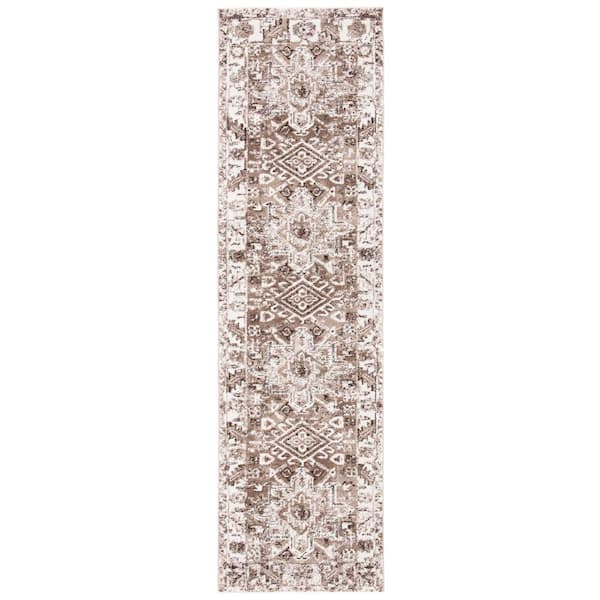 Vintage Hamadan Brown/Ivory 2 ft. x 6 ft. Floral Border Runner Rug