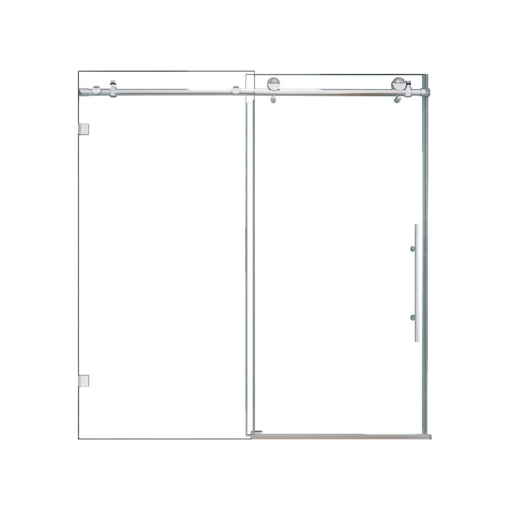 60 in. W x 62 in. H Sliding Frameless Shower Door in Chrome Finish with 3/8 in. Clear Glass price history on PriceWatchPro
