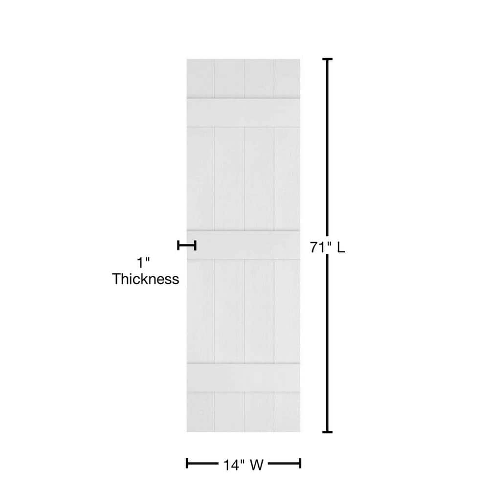 Gray Vinyl 71" Board-n-Batten Exterior Shutters with Installation Kit
