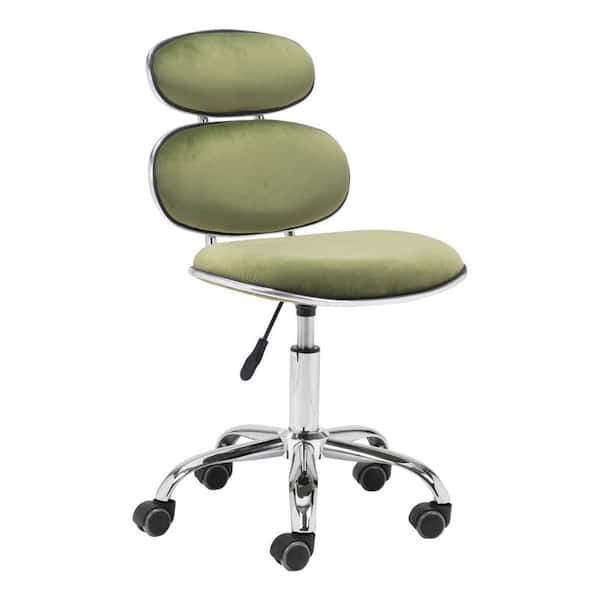 HomeRoots Julia Green Olive Polyster Office Chair with Armless Arms