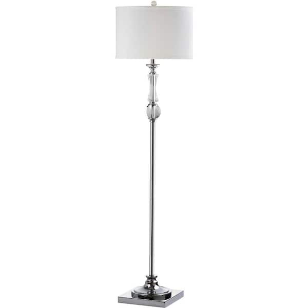 SAFAVIEH Canterbury 60.25 in. Clear Floor Lamp with Off-White Shade