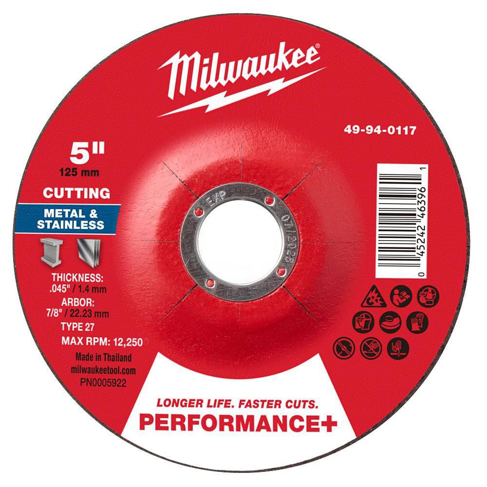 5 in. x. 045 in. x 7/8 in. Performance Plus Metal Cut Off Wheel-Type 27 price history on PriceWatchPro