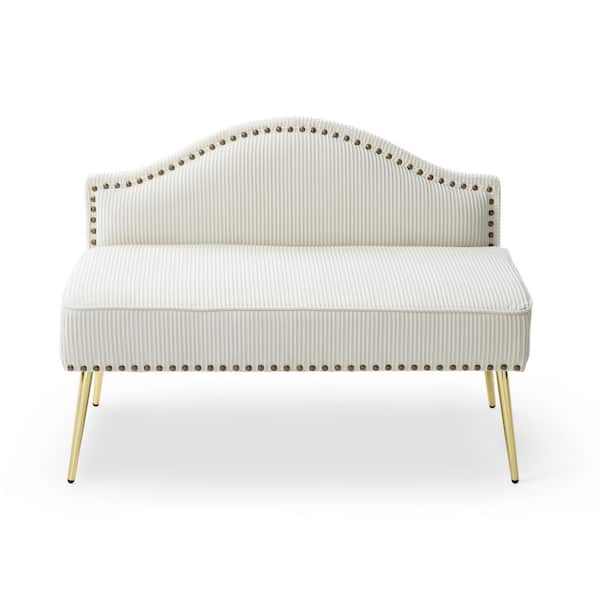 Unbranded 47 in. Mid-Century Beige Upholstered Velvet 2-Seat Loveseat with Antique Copper Nailhead Trim