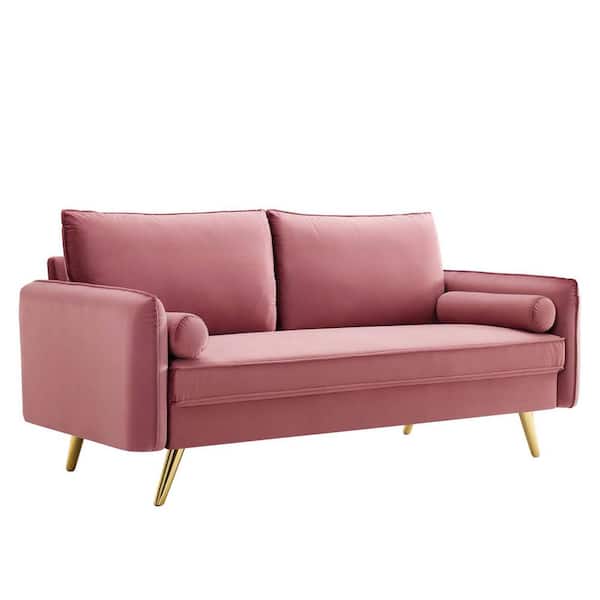 MODWAY Revive 72 in. Dusty Rose Velvet 3-Seater Lawson Sofa with Square Arms
