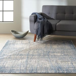 Rush Ivory Blue 6 ft. x 9 ft. Abstract Contemporary Area Rug